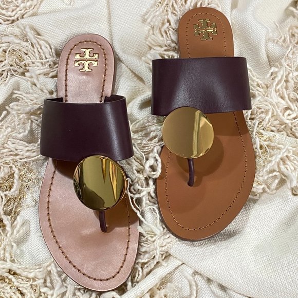 Tory Burch Shoes - NEW Tory Burch Patos Disc Sandal in Malbec Gold